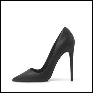 Pointed Toe Stiletto Pumps Elegant Party Heels Matte Black Sophisticated